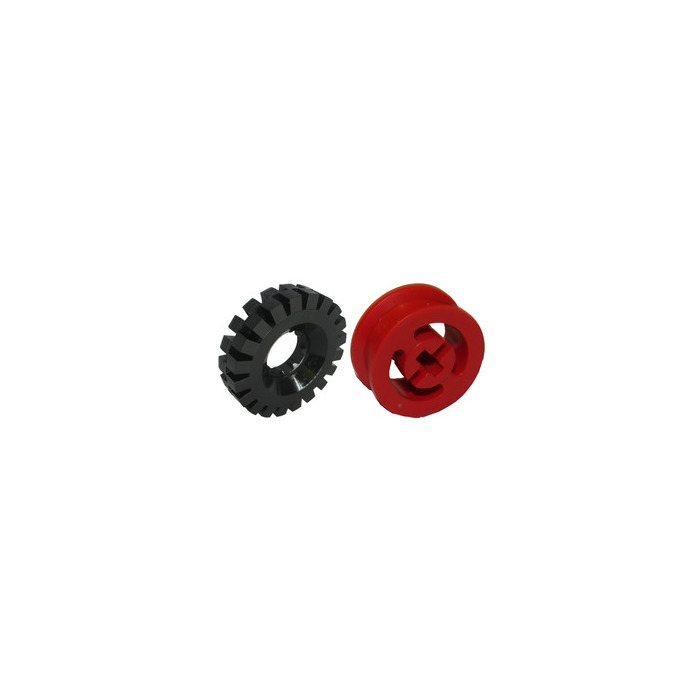 LEGO Red Wheel Hub 8 x 17.5 with Axlehole with Tire 43 x 11 (17 mm ...