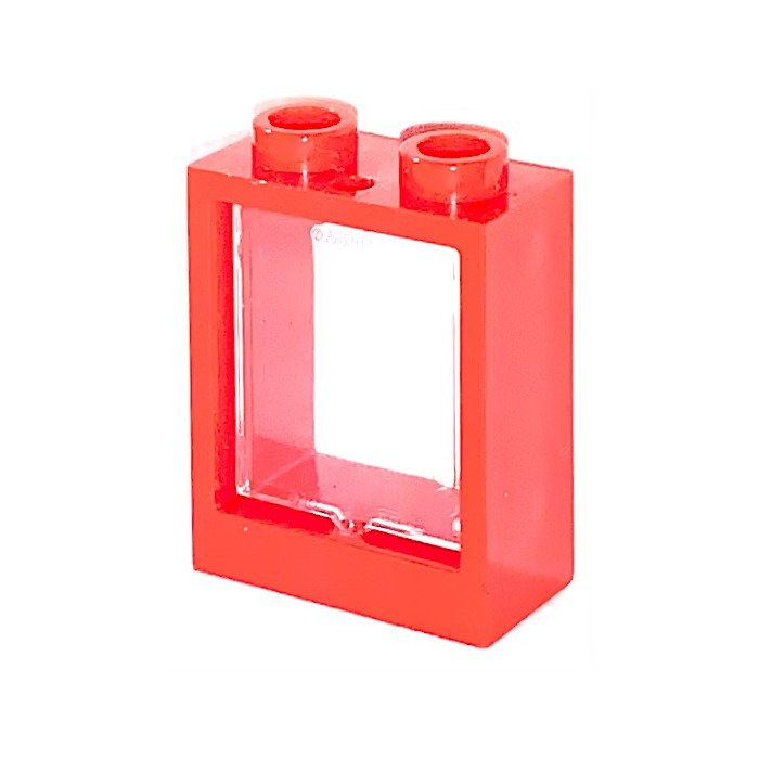 LEGO PART 60592C02 60601 RED WINDOW FRAME 1X2X2 TRANS BLACK GLASS X2