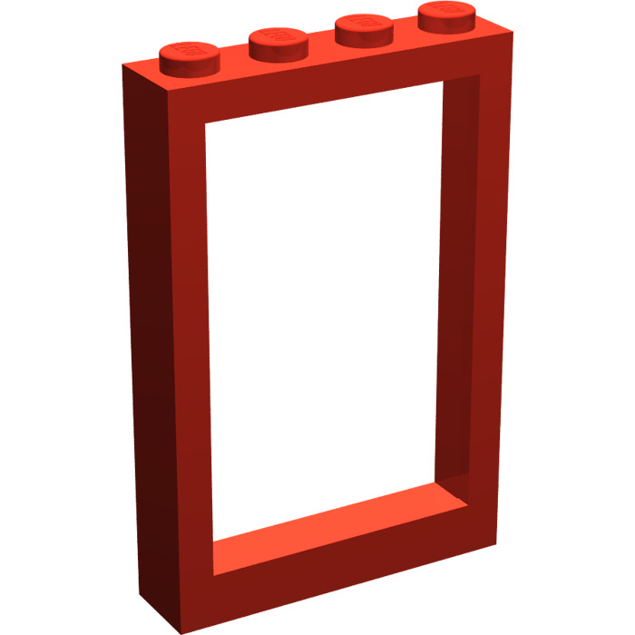 257 Lego Window 1x4x3 Red With Transparent Rocker Washer 