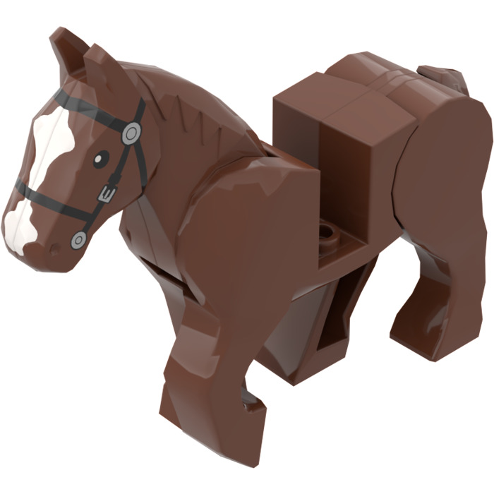 LEGO BROWN HORSE FIGURE WITH MOVEABLE LEGS CASTLE STEED ANIMAL FIG 