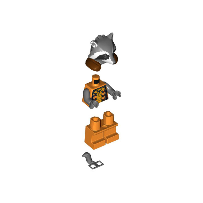 LEGO Rocket Raccoon with Gray Fur and Orange Suit Minifigure | Brick ...