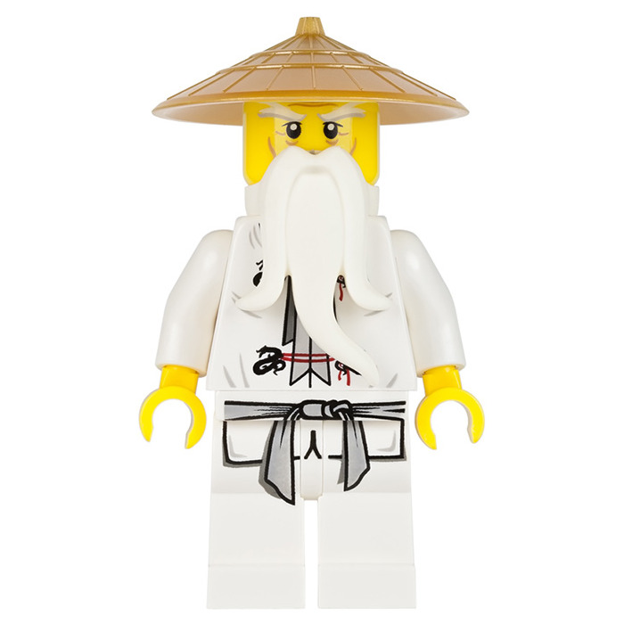 Lego New White Minifigure Beard Long with Knot Ninja Sensei Piece