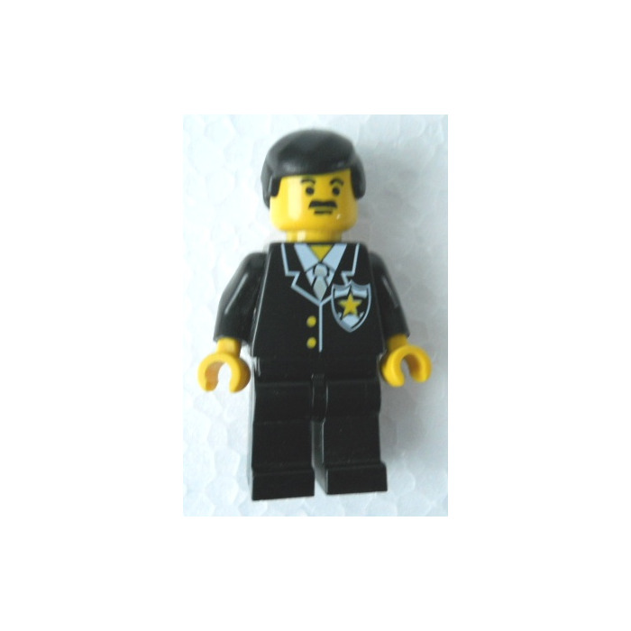 LEGO Minifigure Black Brown Bear Neck Hair Moustache Male Sheriff Business Man 
