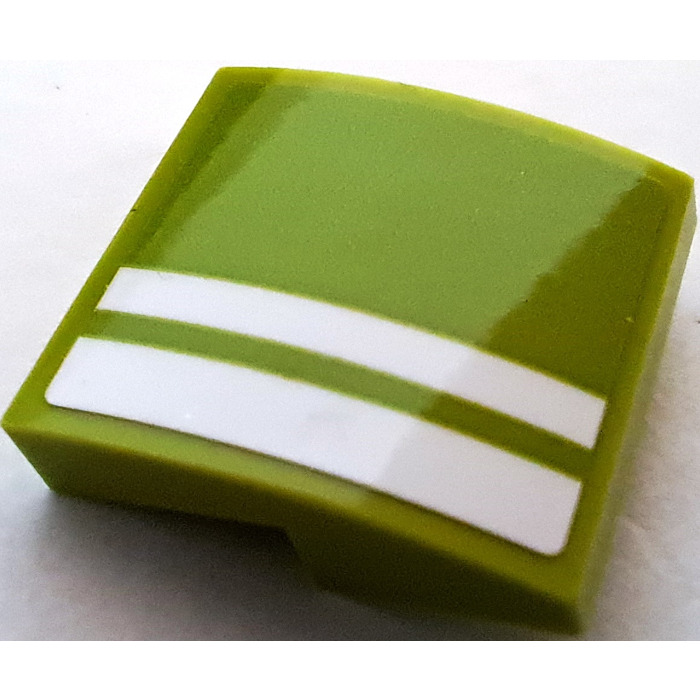 LEGO Slope 2 x 2 Curved with two white stripes (left) Sticker (15068 ...