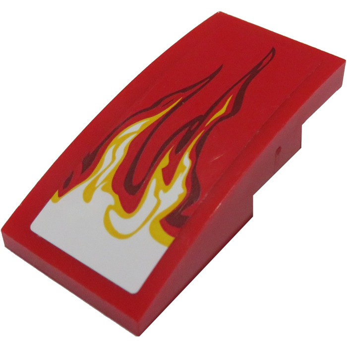 LEGO Slope 2 X 4 Curved With Two Flames Left Sticker 93606 Comes In Brick Owl LEGO