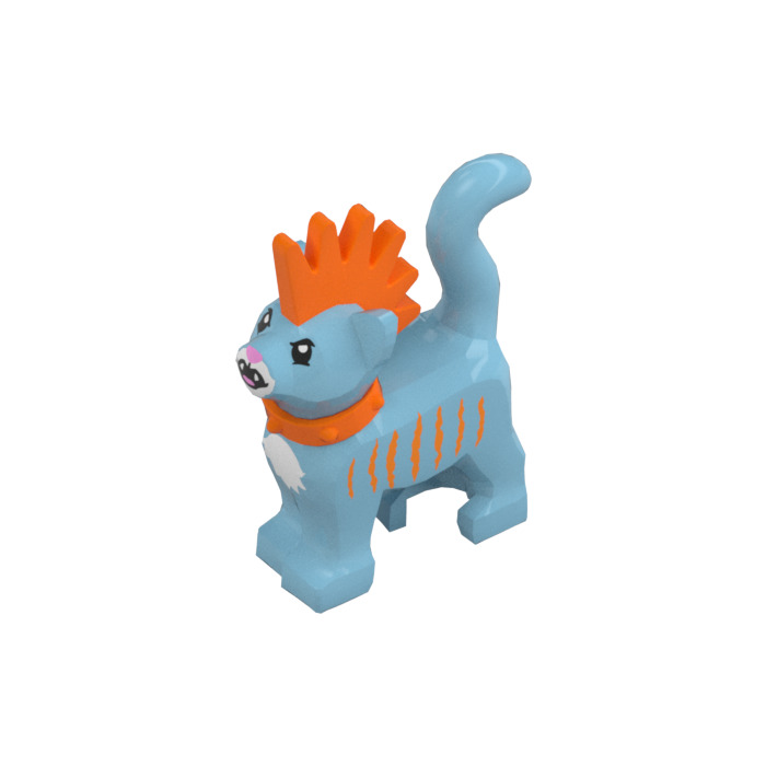 LEGO Standing Cat with Orange Mohawk and Collar with Open Mouth