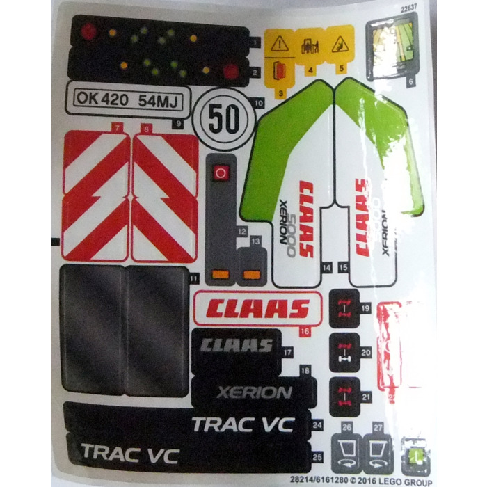 CLAAS XERION 5000 TRAC V Precut Custom Replacement Stickers for Lego Set 42054 