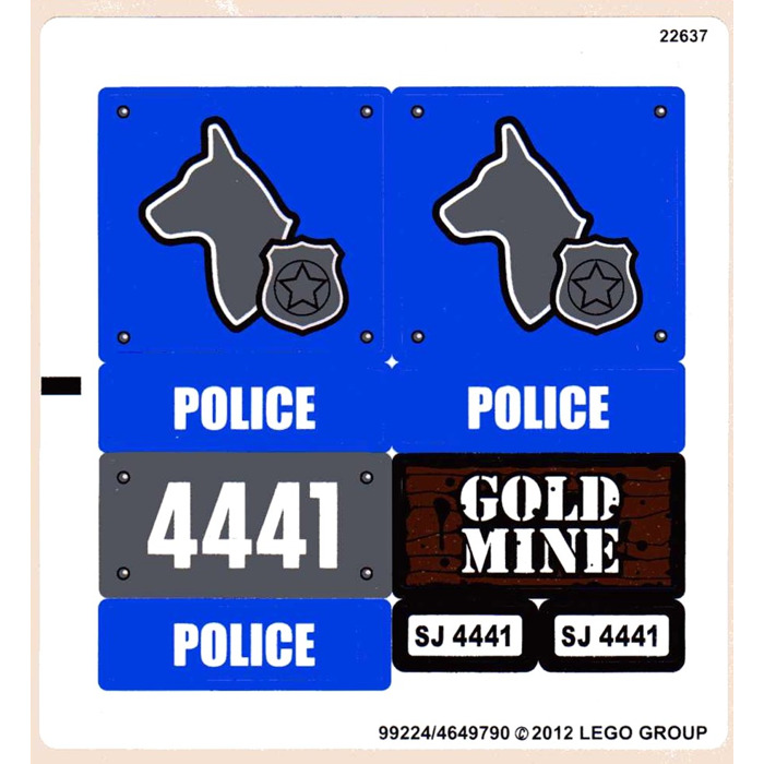precortadas mina de oro Pegatinas compatible con lego 4441 sticker policía Police Dog van 