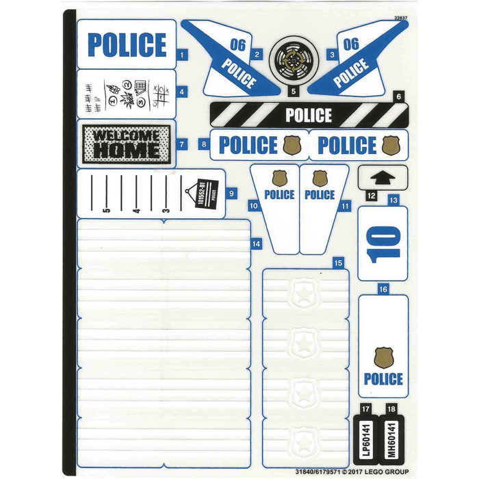 Aufkleber passend für LEGO 7235 Sticker Police Motorcycle Polizei Custom Precut 
