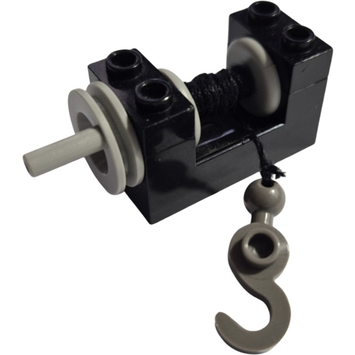 LEGO String Reel Winch 2 x 4 x 2 with Light Gray Drum and Black String ...