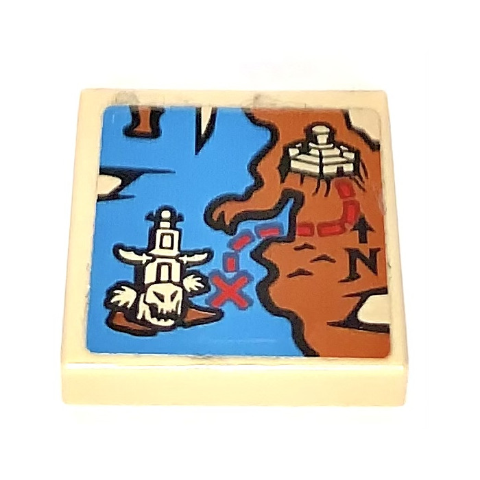 LEGO Tan Tile 2 x 2 with Map Sticker with Groove (3068) | Brick Owl ...