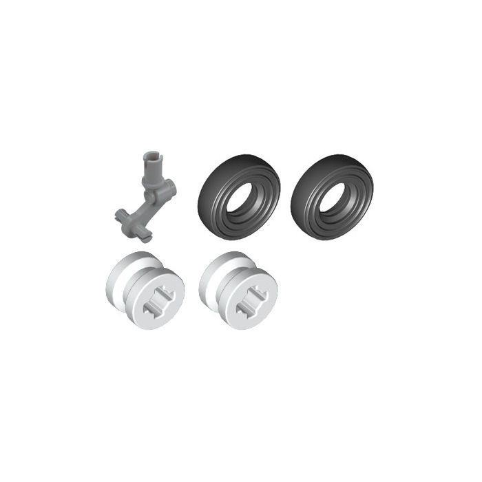 LEGO Technic Pin with Wheels Holder with White Wheels and Black Tires ...