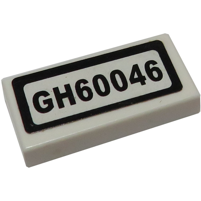 LEGO Tile 1 x 2 with GH60046 License Plate Sticker with Groove 3069