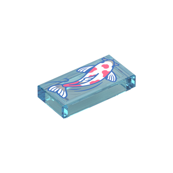 LEGO Tile 1 x 2 with Koi Carp Fish with Groove (3069