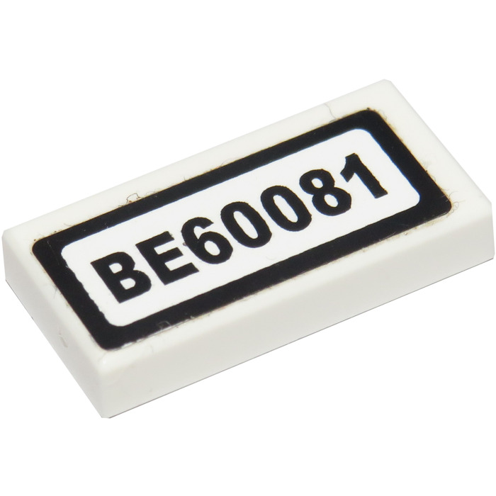 LEGO Fliese 1 x 2 mit License Platte BE60081 Aufkleber mit Nut (3069)