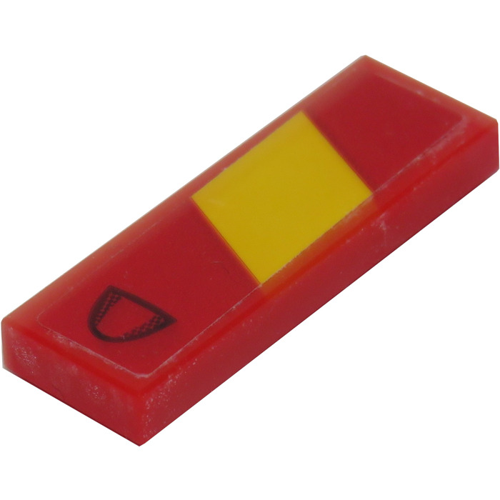 LEGO Tile 1 x 3 with Black Vent and Yellow Parrallelogram Sticker ...