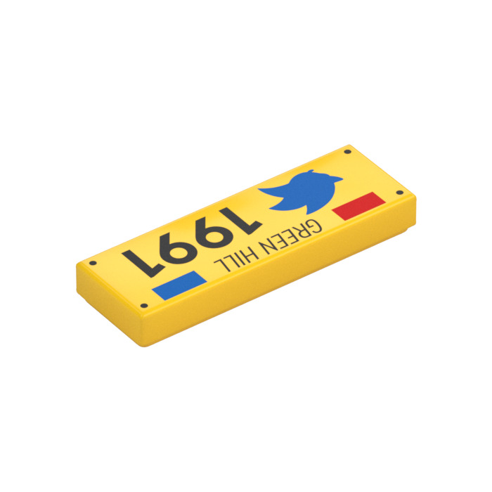 LEGO Tile 1 x 3 with Blue Hedgehog and 'GREEN HILL 1991' (63864 ...