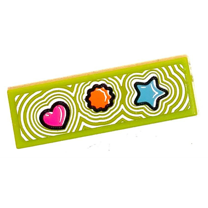 LEGO Tile 1 x 3 with Heart, Flower, Star Sticker (63864) | Brick Owl ...
