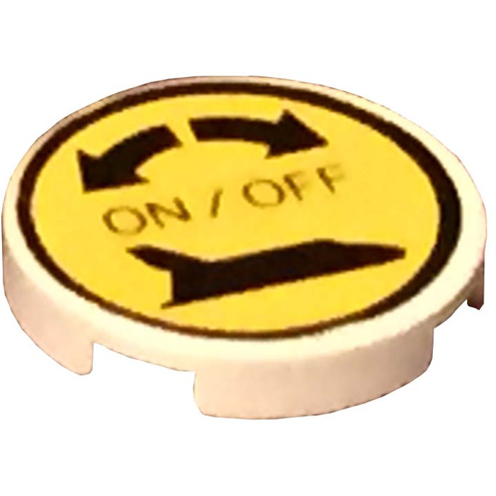 LEGO Tile 2 x 2 Round with Space Shuttle 'ON / OFF' Sticker with 
