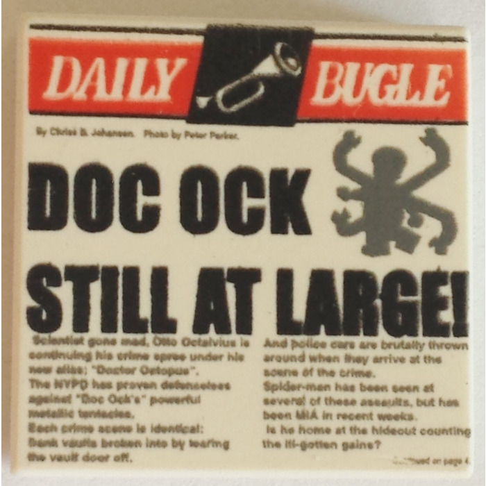 Lego Tile 2 X 2 With Daily Bugle Doc Ock Still At Large With Groove 3068 Brick Owl Lego Marketplace