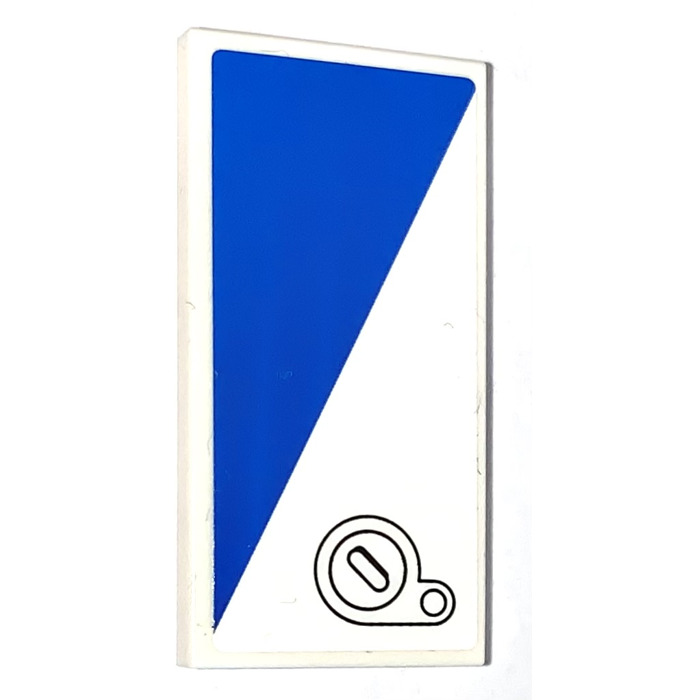 LEGO Tile 2 x 4 with Blue Triangle and Filler Cap Pattern Model Left ...