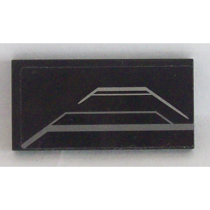 LEGO Tile 2 x 4 with Metallic Silver and Flat Silver Trapezoidal ...