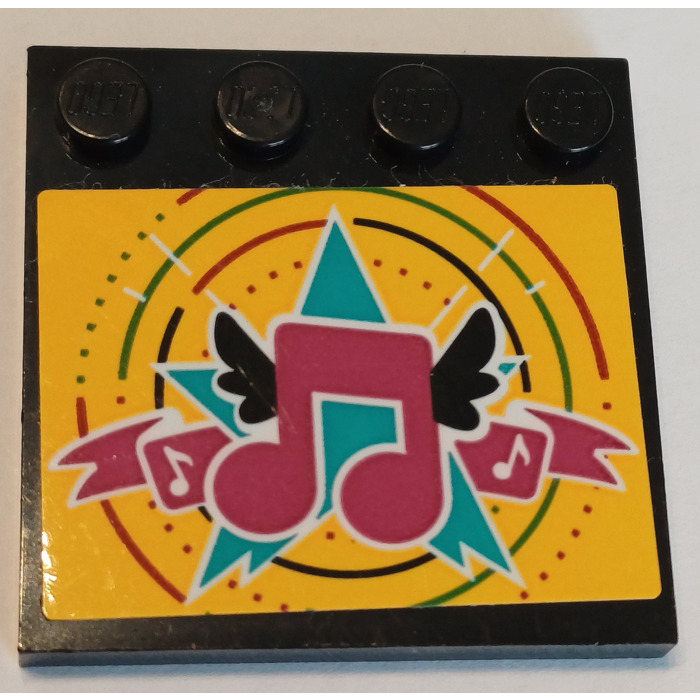 LEGO Tile 4 x 4 with Studs on Edge with Music Notes Sticker (6179 ...