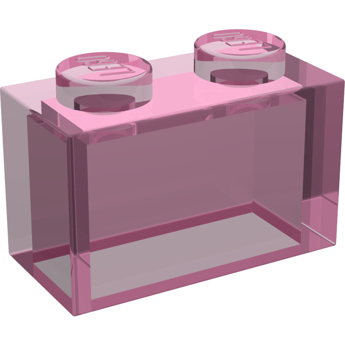 LEGO Transparent Pink Glitter Brick 1 x 2 without Bottom Tube (3065)