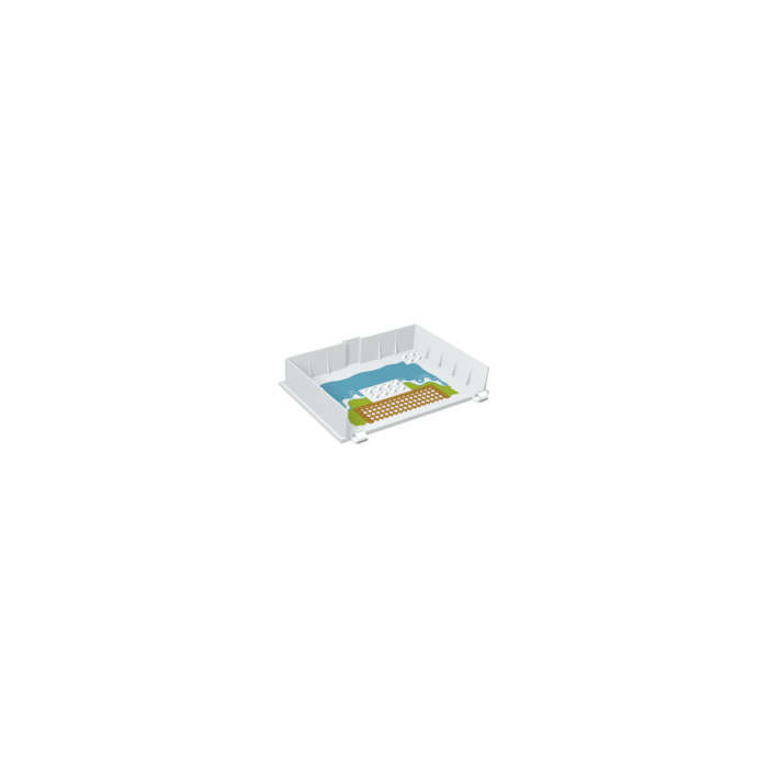 LEGO White Book Cover Half with Hinges with Grass and sea (65196 / ...