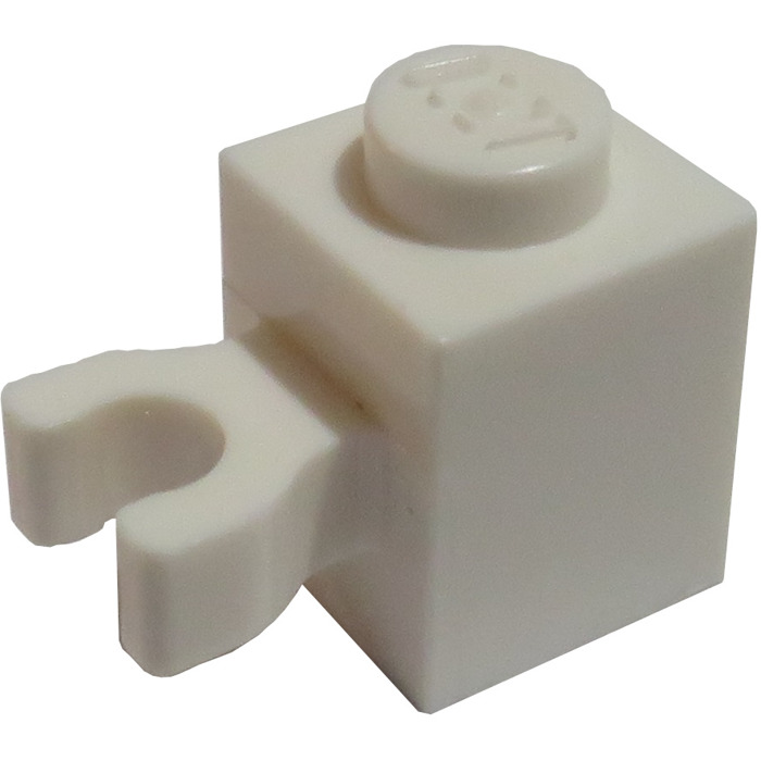Lego 5 New White Brick Pieces Modified 1 x 1 with Vertical Clips 