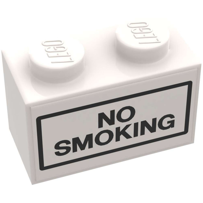 LEGO White Brick 1 x 2 with No Smoking Stickers from Set 6375-2 with ...