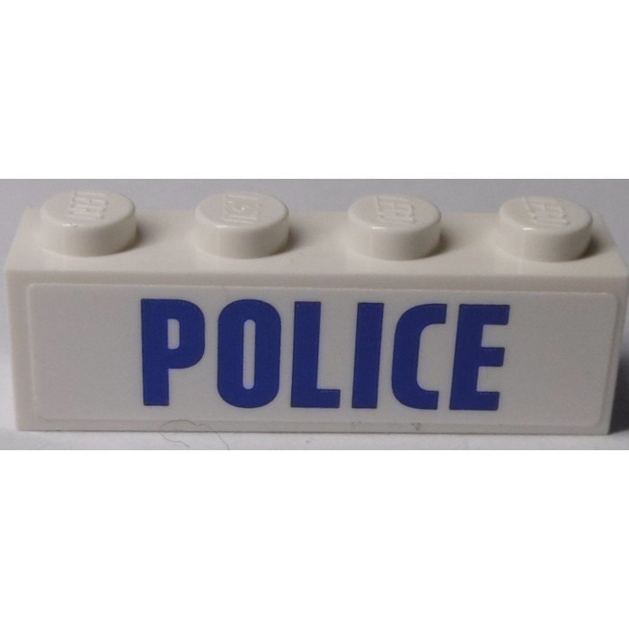 LEGO White Brick 1 x 4 with Blue 