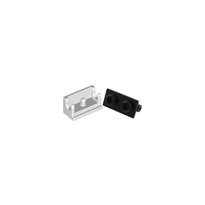 LEGO White Hinge Brick 1 x 2 with Black Top Plate (3937 / 3938) | Brick ...