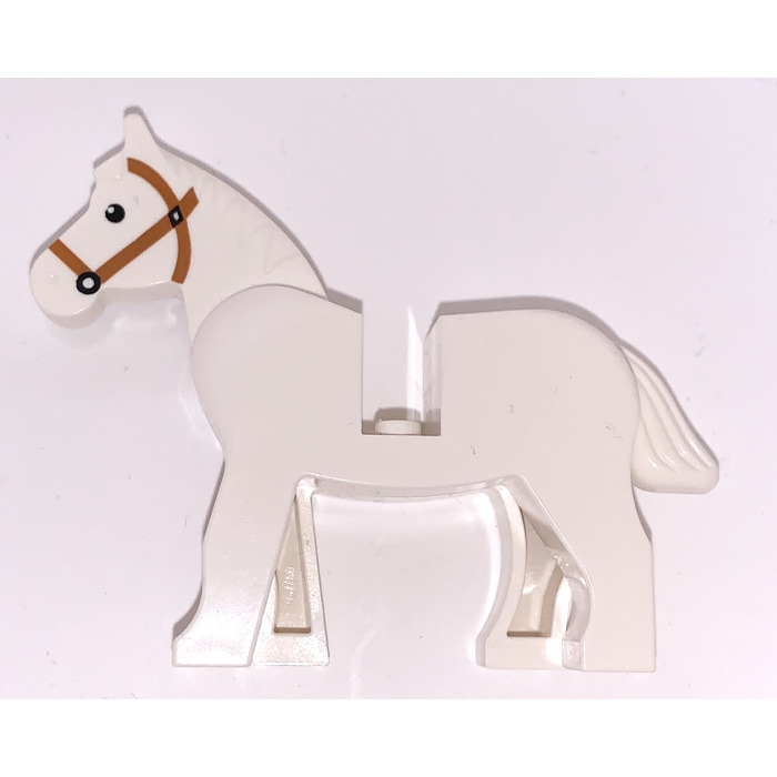 Lego Figure Horse White w/ orange bridle