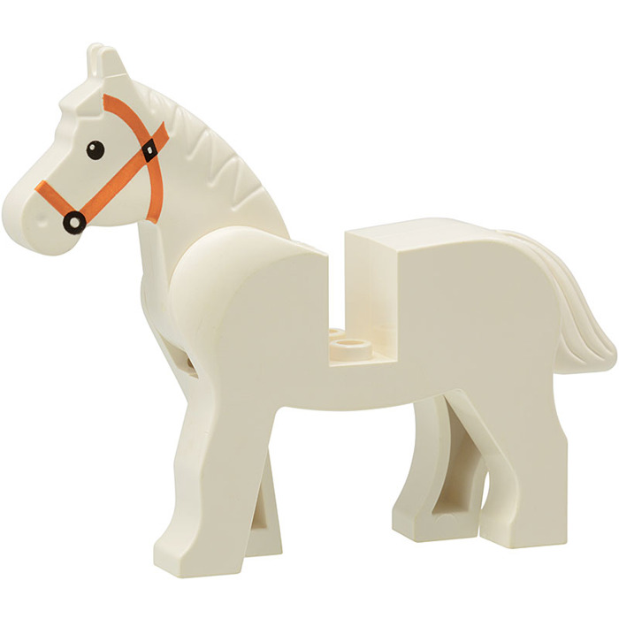 Lego Figure Horse White w/ orange bridle