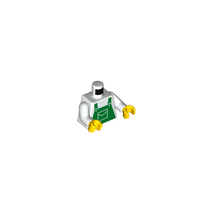 LEGO White Minifigure Torso Green Bib Overalls (76382) | Brick Owl ...