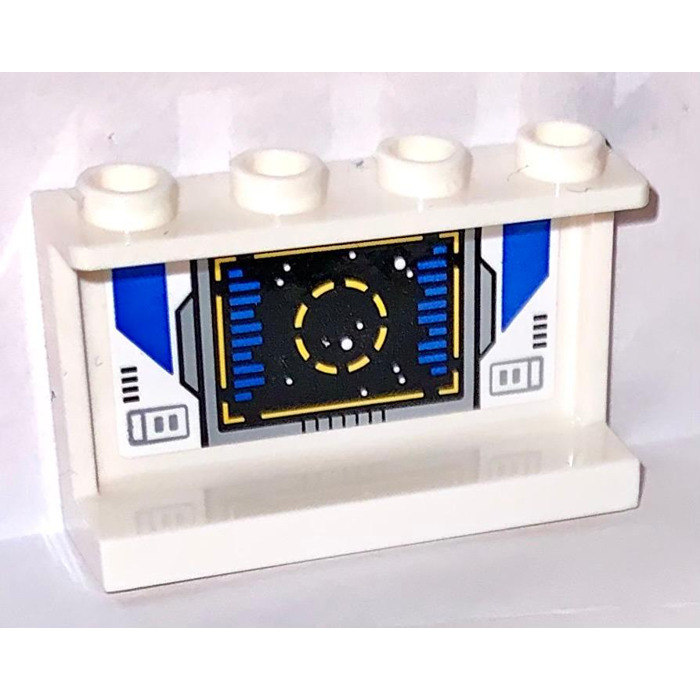 Lego white panel 1 x 4 x 2 with cockpit screen sticker 14718 brick