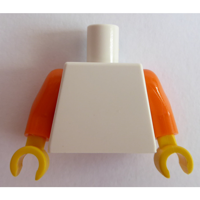 Lego White Plain Minifig Torso With Orange Arms And Yellow Hands