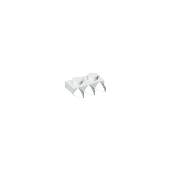 20x Lego Part 15208 WHITE 1x2 Flat 3 Teeth Tooth Plate Genuine Piece