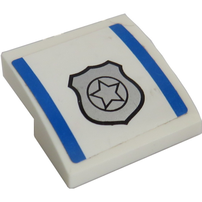 LEGO White Slope 2 x 2 Curved with Police Badge and Stripes Sticker ...