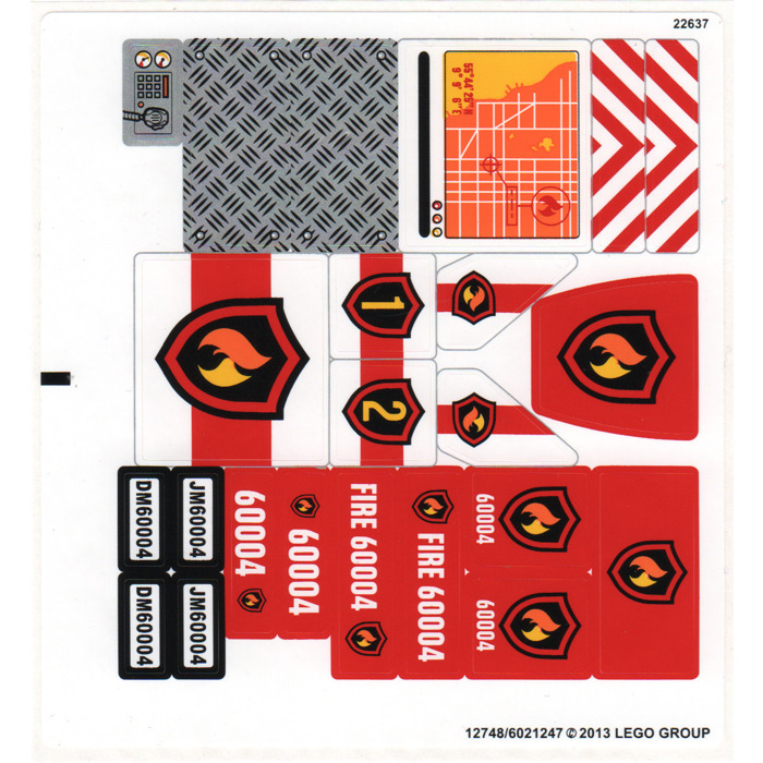Custom Precut Aufkleber/Sticker passend für LEGO® 60004 Town Fire Station 2013 