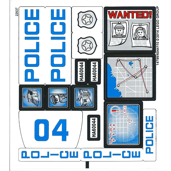 Custom Precut Aufkleber/Sticker passend für LEGO 540 Town Police Units 1979 