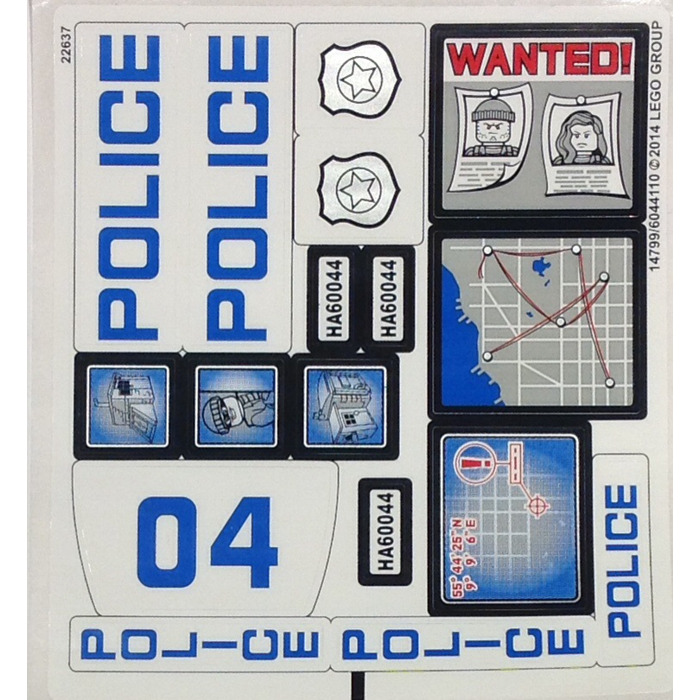 Aufkleber,Sticker passend für LEGO 60044 Polizeiüberwachungstransporter Precut 