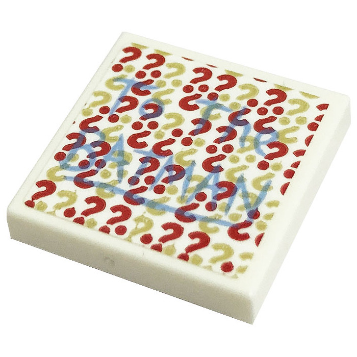 LEGO White Tile 2 x 2 with Question marks and 'To The BATMAN' Sticker ...
