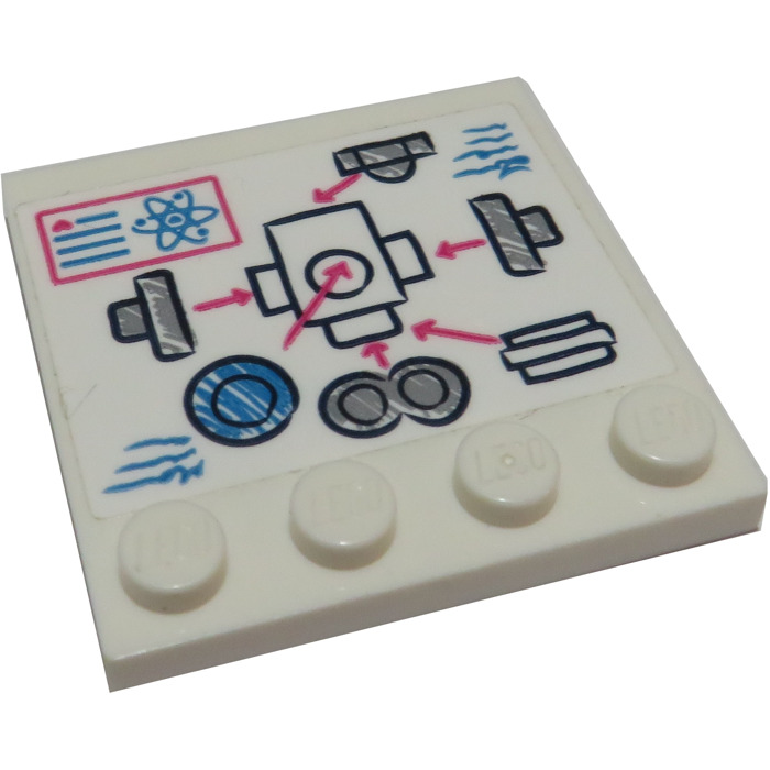 LEGO White Tile 4 x 4 with Studs on Edge with Robot Construction ...