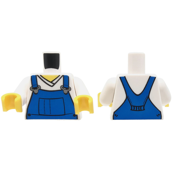 LEGO White Torso / Brick Overalls LEGO Bib 88585) (76382 over V-neck | Owl Blue - with Shirt Marketplace