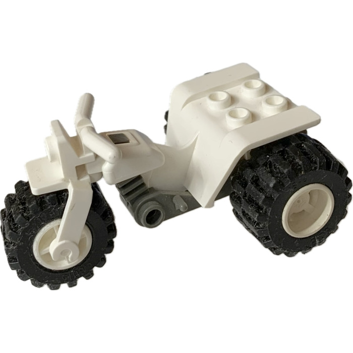 LEGO White Tricycle with Dark Gray Chassis and White Wheels