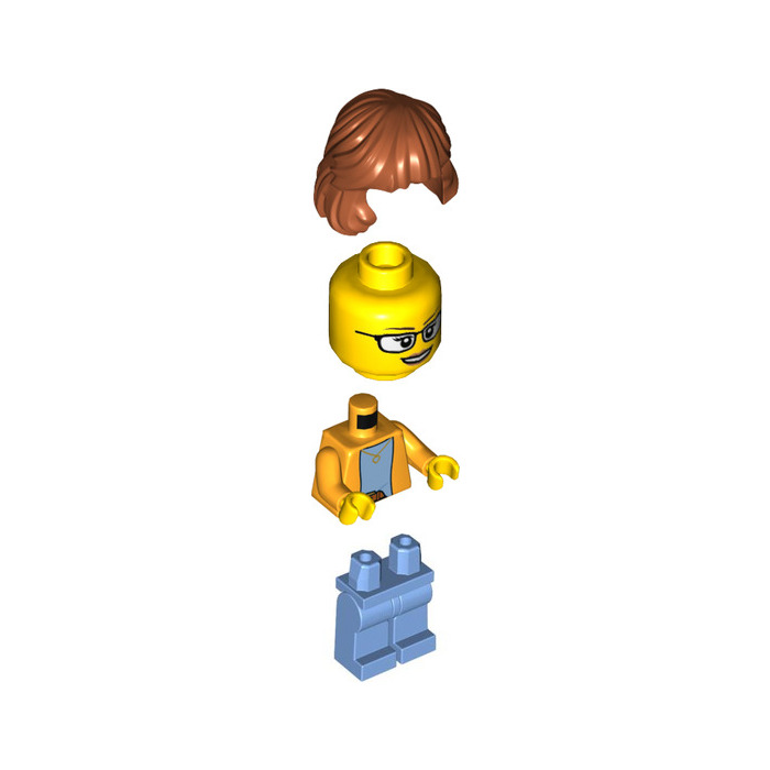 LEGO Woman with Orange Top and Dark Orange Hair Minifigure | Brick Owl