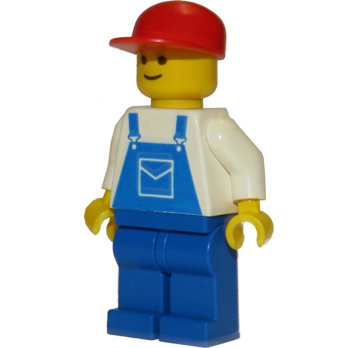 LEGO Town City worker Minifigure Broom hat Blue Overalls 