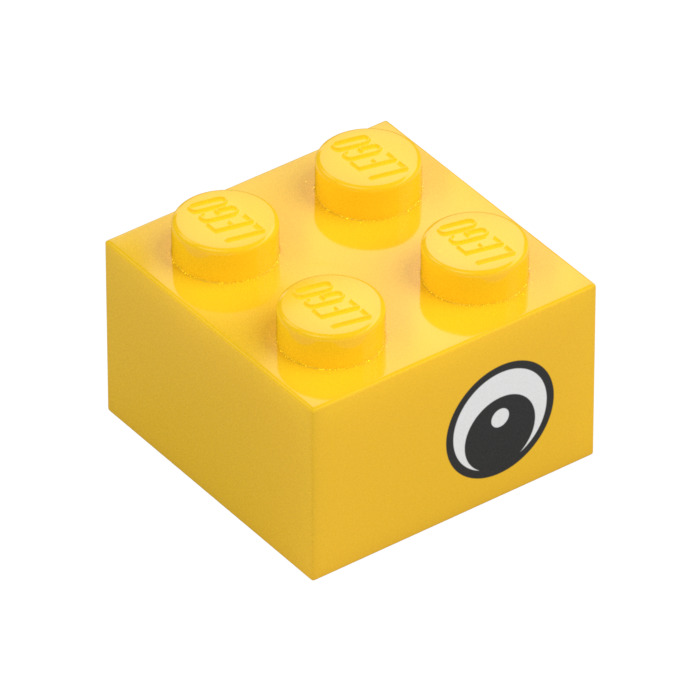 LEGO Yellow Brick 2 x 2 with Eye on Both Sides with Dot in